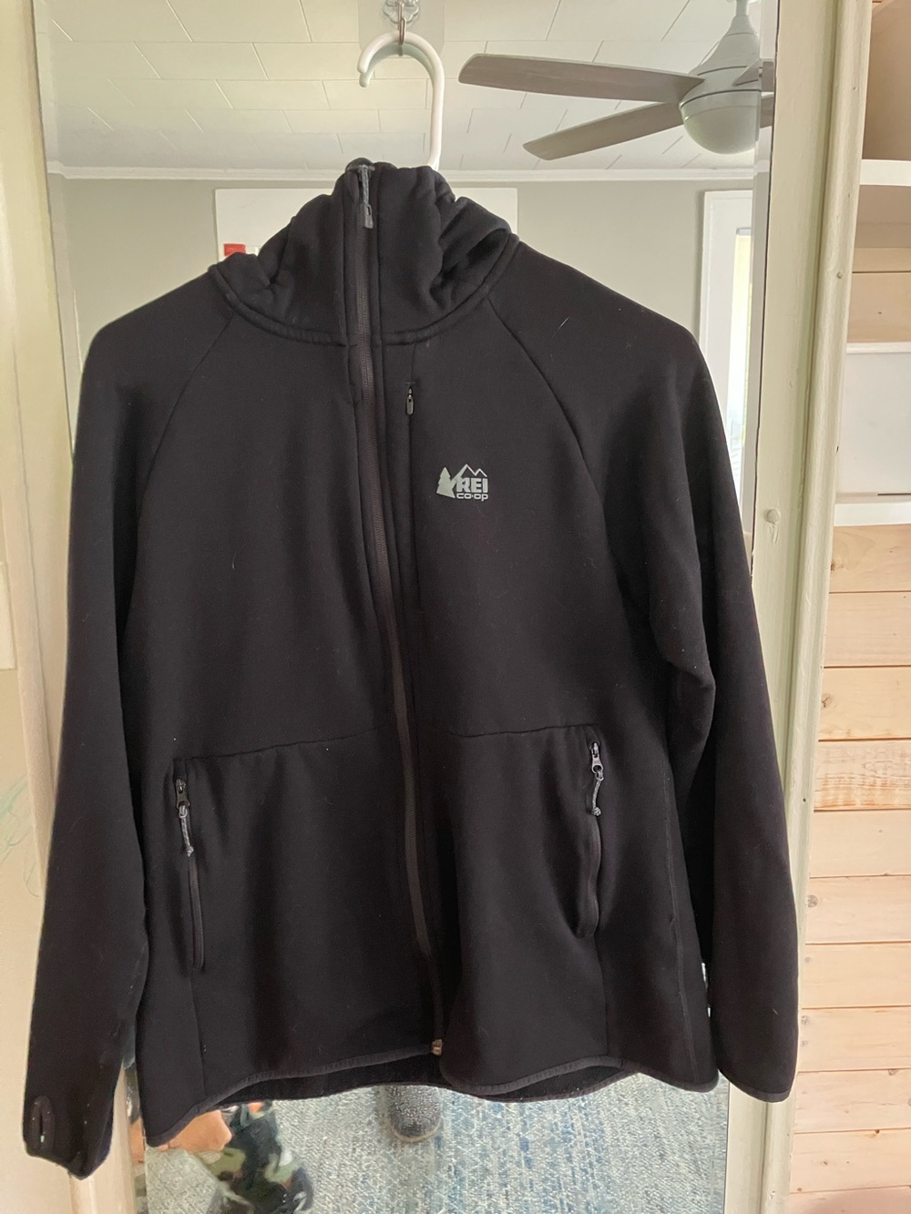 REI Co-op Black Full-Zip Hooded Fleece Jacket